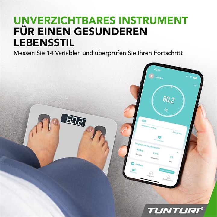 Actual product image Tunturi SC30 Intelligente Analyse-Waage mit APP (180 kg)