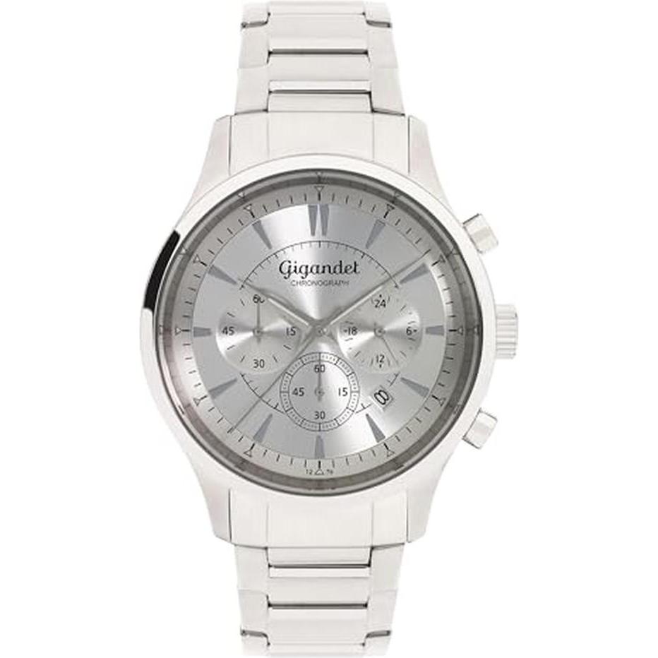 Gigandet, Orologio da polso, Elegante analoge Chronograph mit 100 Meter Wasserdichtigkeit und 24-Stunden-Zähler, Argento