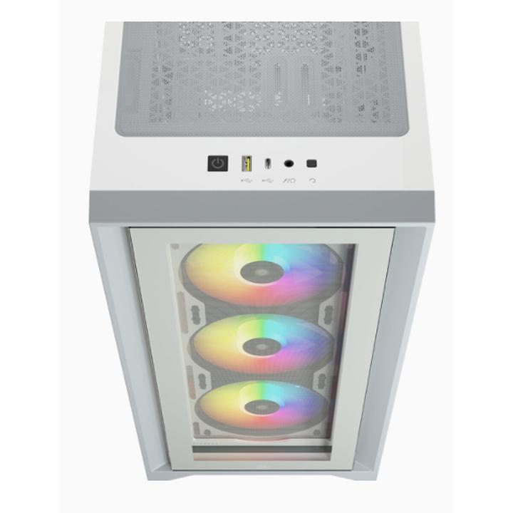 Produktbild Corsair iCUE 4000X RGB Mid-Tower White-Gehäuse aus gehärtetem Glas (ATX, E-ATX, mATX, Mini-ITX)