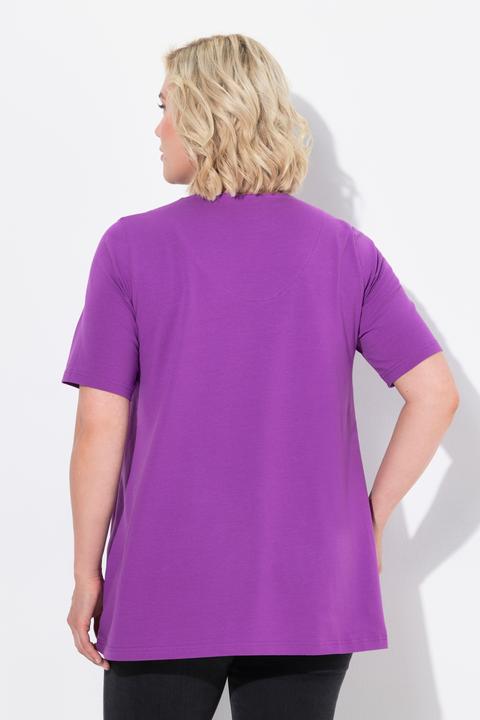 Immagine prodotto Ulla Popken T-shirt dal taglio svasato con scollo a tunica e mezze maniche (42, 44)