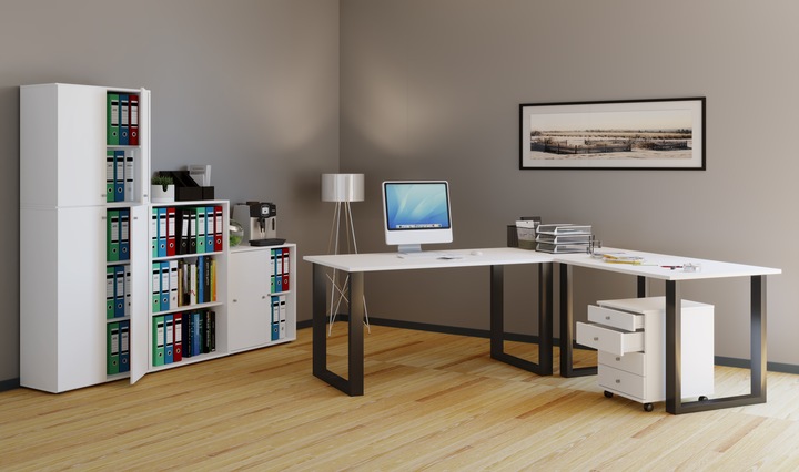 Immagine prodotto VCM Mobili per ufficio Scrivania angolare Lona Profondità 80 cm U Alu Nero (190 x 160 x 80 cm)