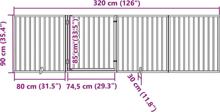 Produktbild vidaXL Hundetor mit Tür Faltbar Hundegitter Schutzgitter 4-tlg. Pappelholz (6 cm)