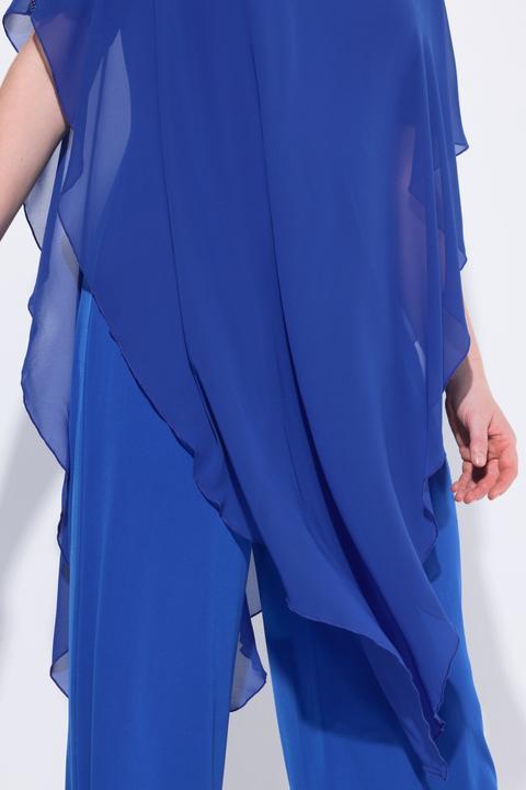 Produktbild Ulla Popken Jumpsuit, Einteiler, Jersey, Chiffon-Überwurf, weites Bein (54)