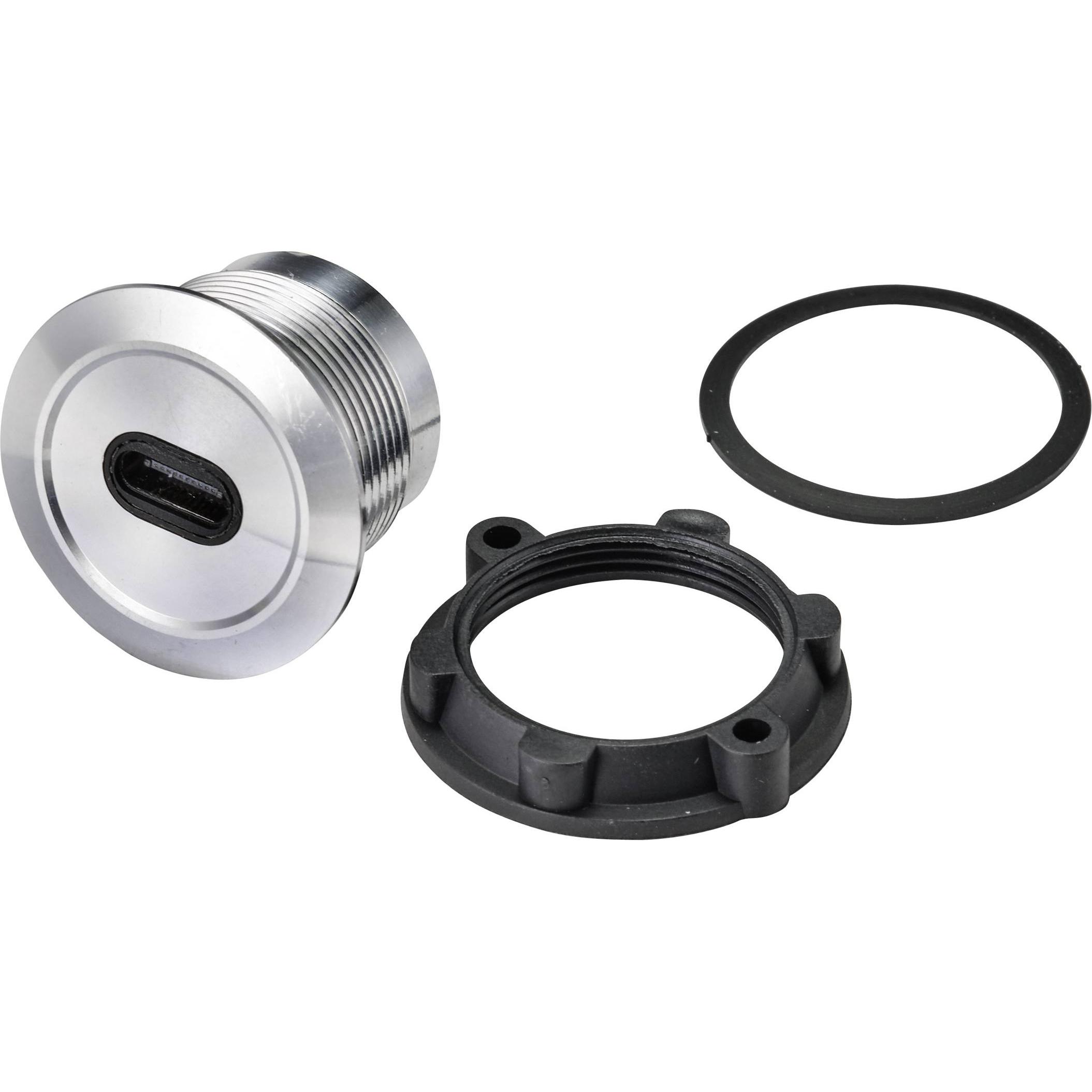 Tru Components Presa USB integrata, Cavo + Spina elettrica, Argento