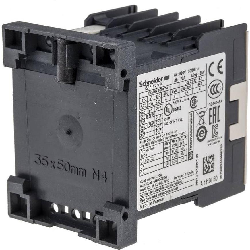 Thumbnail - Schneider Electric Leistungsschütz 3-polig 20A 1NC, Relais