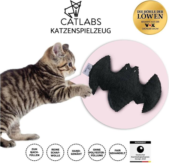 Immagine prodotto Catlabs Giocattolo per gatti Catman con radice di valeriana, fatto a mano (Palla giocattolo per gatti)