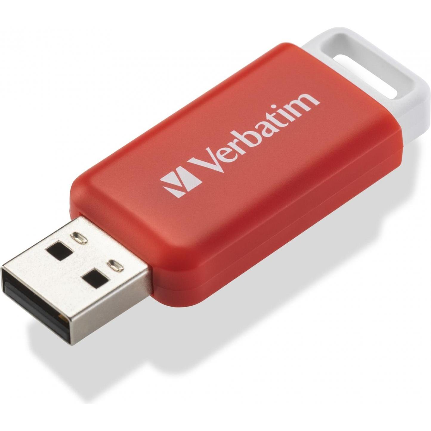 Verbatim DataBar USB 2.0 16GB Red (16 GB, USB 2.0, USB-A), USB Stick, Rot