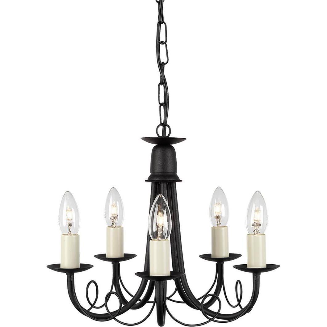 Elstead Lighting, Kronleuchter, Minster Kronleuchter E14 5-fach Schwarz, Made in UK (37 cm)