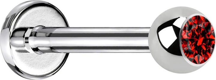 Image du produit Star Piercing Labret argent avec boule de cristal rouge (Acier chirurgical 316L, sans laiton)