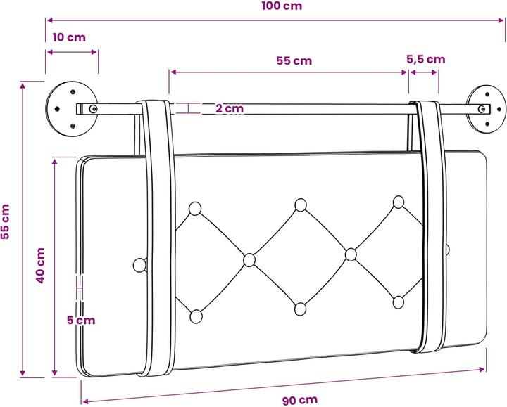 Produktbild vidaXL Kopfteil (100 x 5 x 55 cm)