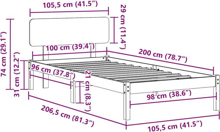 Image du produit vidaXL Holz-Bettgestell (100 x 200 cm)