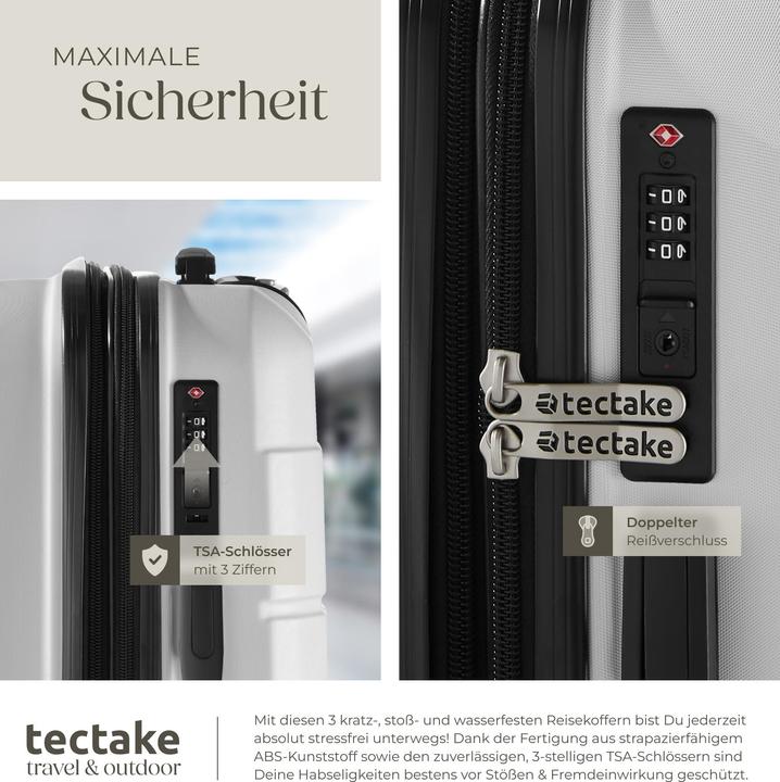 Actual product image tectake Hardshell Suitcase Set Brice - L, M & S sizes, made from ABS plastic, 360° swivel wheels, expandable (111 l)