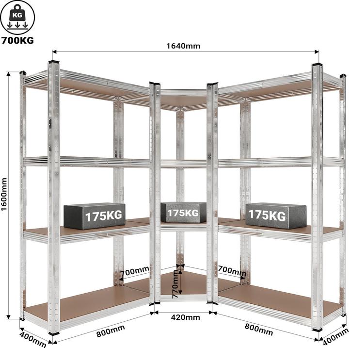 Produktbild Wiltec Schwerlast Eckregal