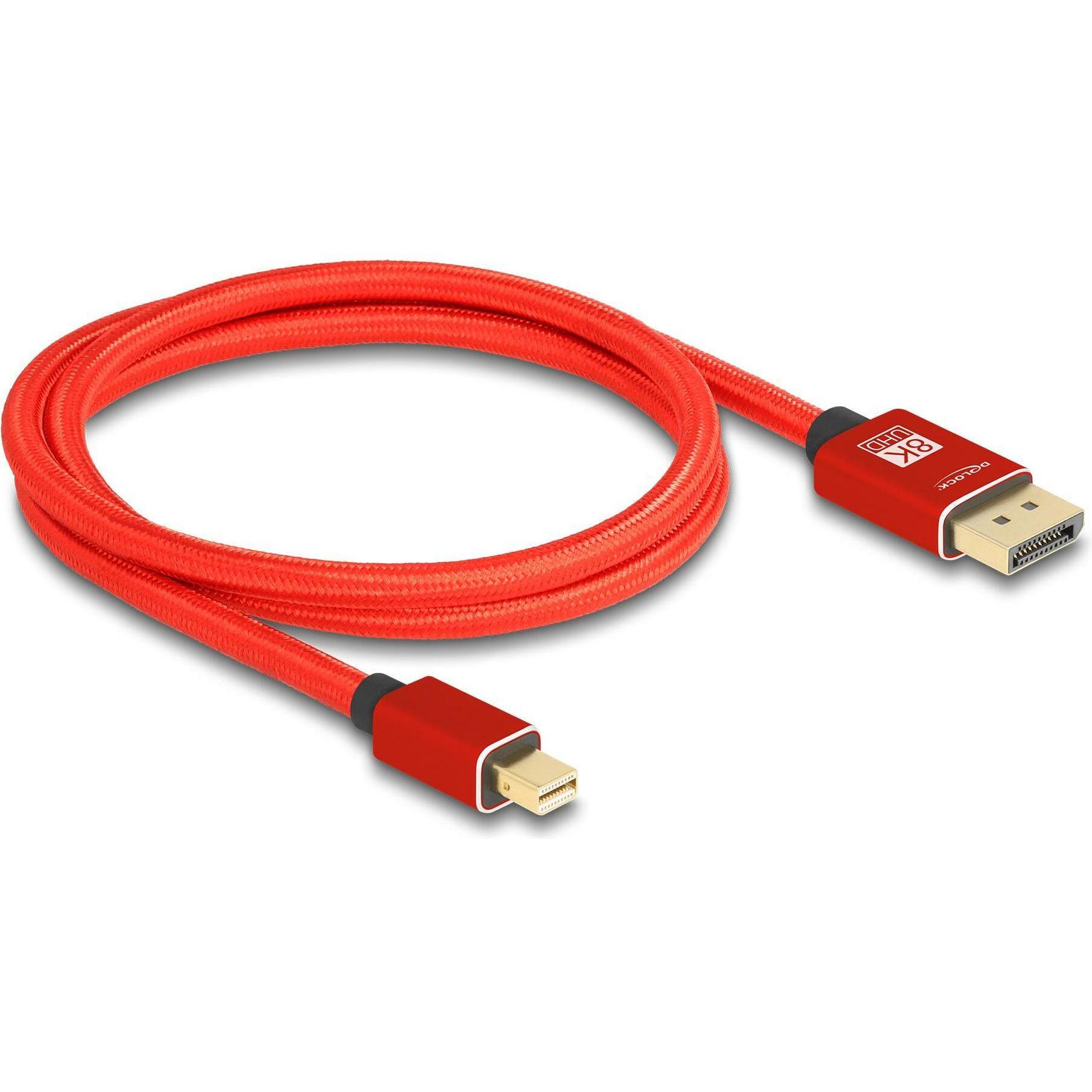 Thumbnail - Delock Mini DisplayPort zu DisplayPort Kabel 8K 60 Hz 1 m ro (1 m, DisplayPort), Video Kabel