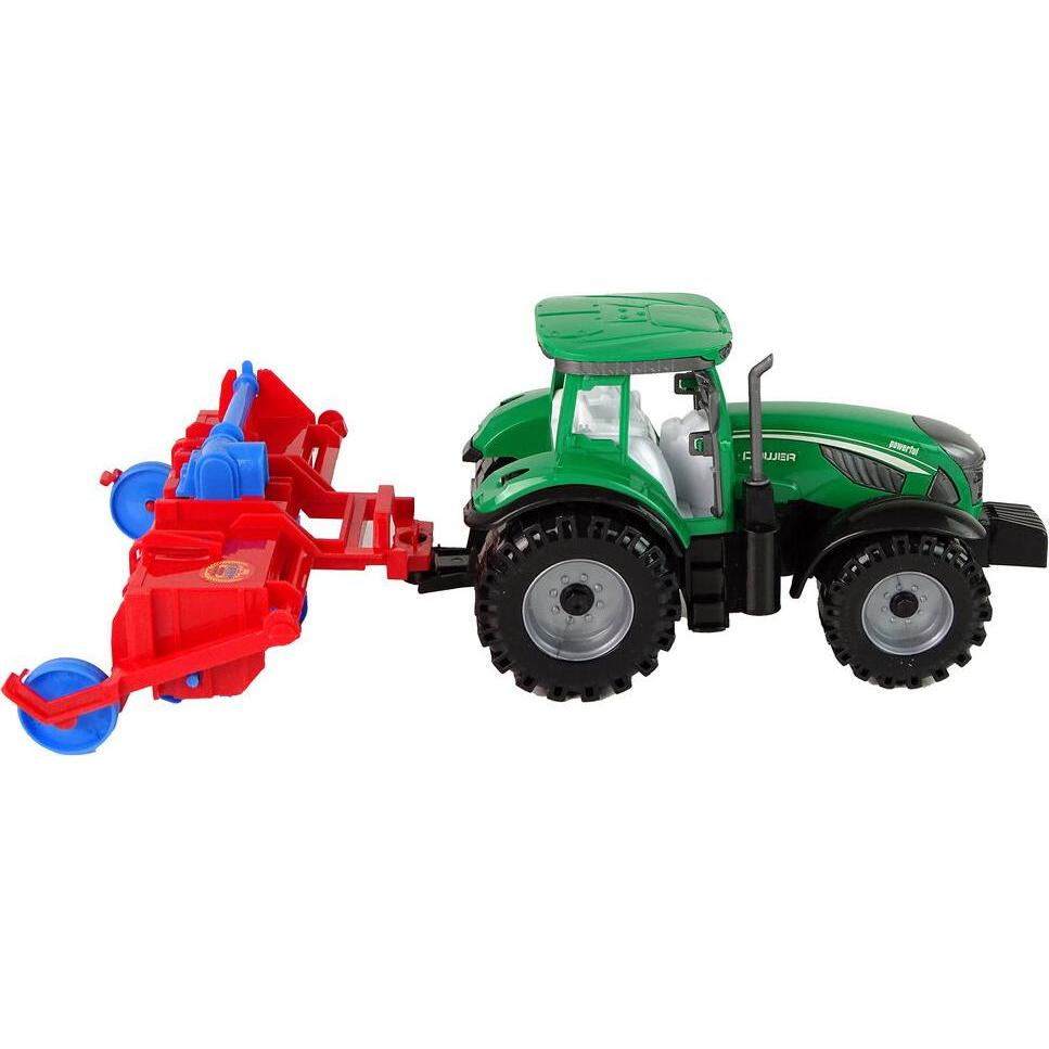 Lean Toys Traktor mit Pflug-Reibungsantrieb rot (37325083)