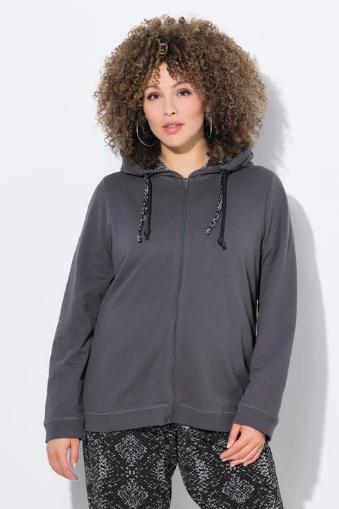 Produktbild Ulla Popken Sweatjacke, Kapuzenfutter mit Schlangenmuster (62)