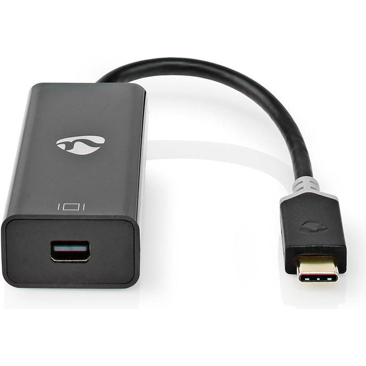 Nedis Adattatore USB USB 3.2 Gen 1 USB-CT Maschio Mini DisplayPort Femmina 0,20 m Rotondo placcato oro (Mini DP, 20 cm), Adattatore dati + video, Nero