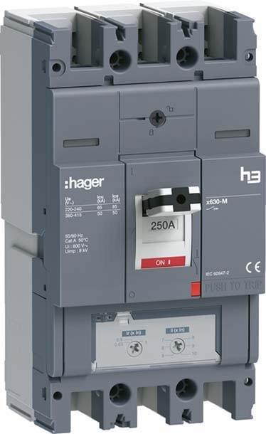 Produktbild Hager HMJ250DR h3 x630 TM ADJ 3P3D 250A 50kA Leistungsschalter