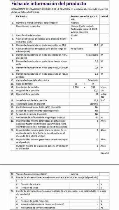 Immagine prodotto Hisense TV TV 32A4N 32" MODO JUEGO DEPORTES IA DOLBY DTS TDT (32", LED, Pronto per l'HD)