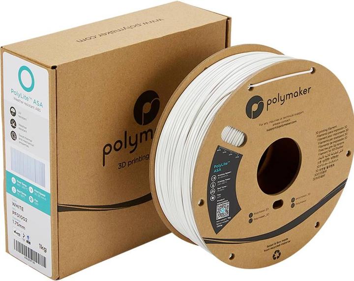 Actual product image Polymaker PF01011 PolyLite Filament ASA UV-resistant, weatherproof, heat-resistant (ASA, 2.85 mm, 1000 g, White)