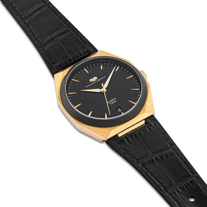Produktbild Herren Quarzuhr Cooledge Echtleder/Silikon schwarz - 26517 (Analoguhr, 42 mm)