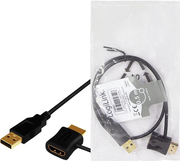 Produktbild LogiLink HDMI (Typ A) — HDMI (Typ A)| USB A (HDMI, 50 cm)