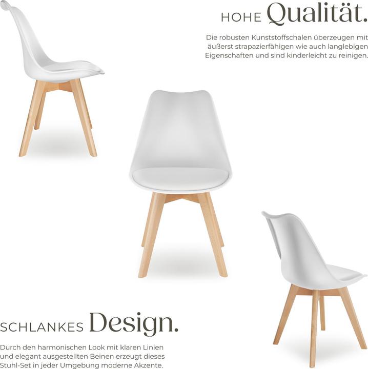 Actual product image tectake Dining Chairs Frederikke - padded, ergonomic shape, wooden legs