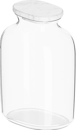 Produktbild Blanco Glaskaraffe | Durchsichtiges Glas, Marmordeckel | 1l Wasserkaraffe für kohlensäurehaltiges Wa (1 l)
