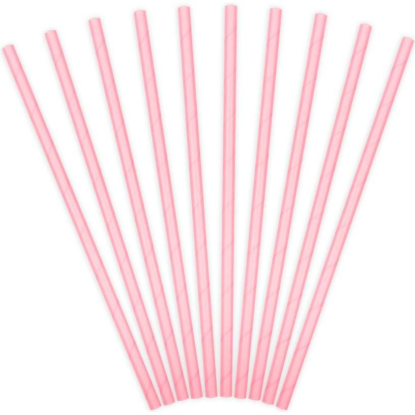 Partydeco Papierstrohhalme - Rosa (10 Stck.), Strohhalm, Rosa