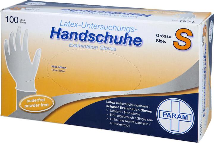 Produktbild Latex-Untersuchungs-Handschuhe puderfrei Grösse S, 100 St. Handschuhe (S)