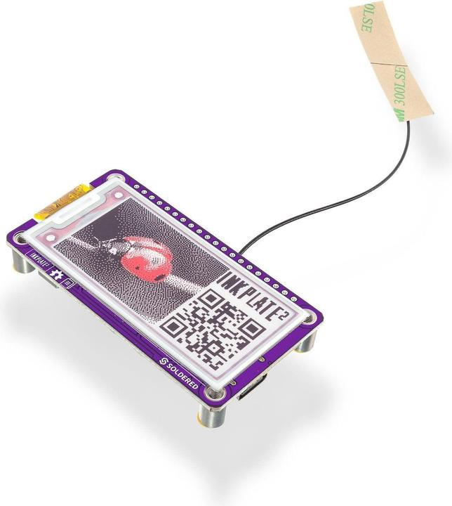 Image du produit Soldered Inkplate 2, 2,13 dreifarbiges E-Paper Display, ESP32, WLAN + Bluetooth, Akku, Arduino kompa