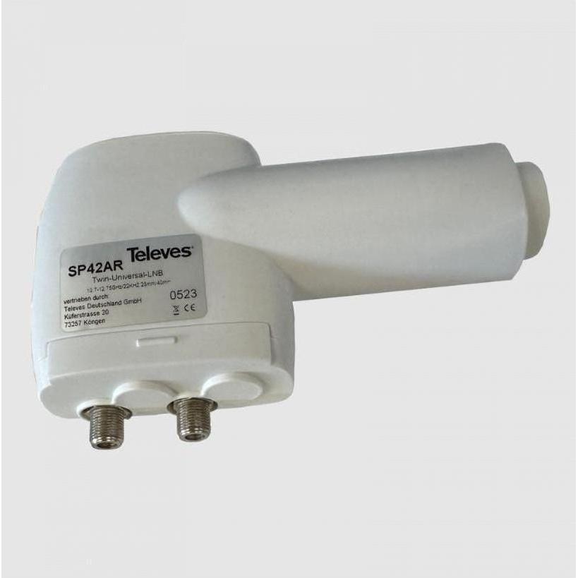 Televes Speisesystem SP 42 AR DIGITAL 3 Grad TWIN Feedaufnahme 23/40mm (Single LNB, 40mm), LNB