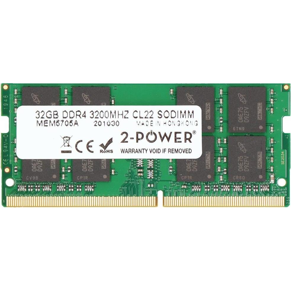 2-Power 32GB DDR4 3200MHz CL22 SODIMM (3200 MHz, DDR4-RAM, SO-DIMM), Memoria RAM