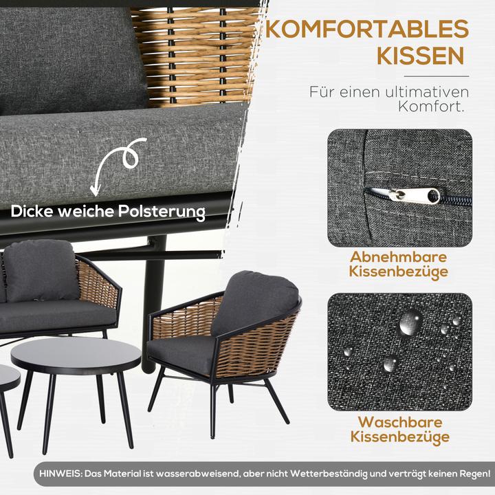 Immagine prodotto Outsunny Set di mobili da giardino con design in vimini