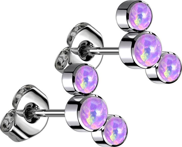 Image du produit Star Piercing Threadless clou d'oreille argent trois opales violettes (sans laiton, Titane)