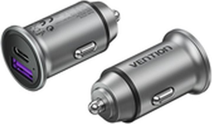 Vention Two-Port USB A+A(30+30) Car Charger Gray Mini Style Aluminium Alloy Type