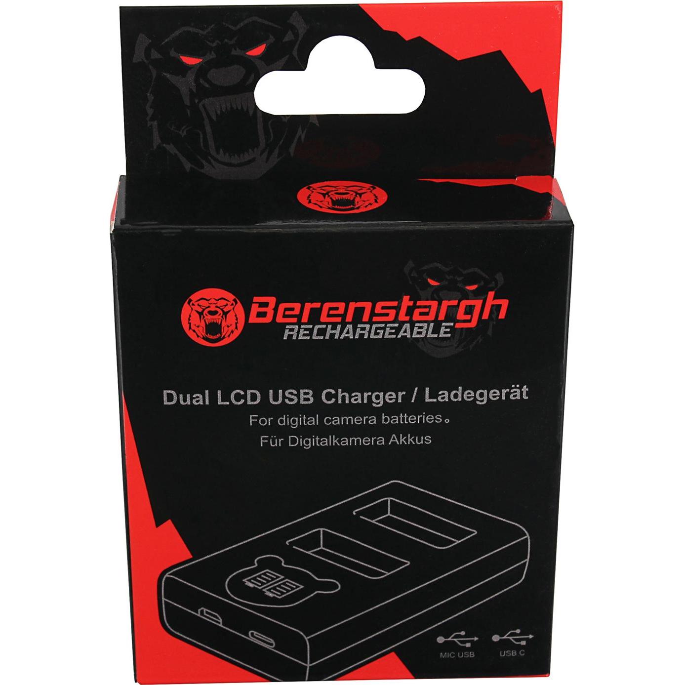 Berenstargh Dual LCD USB Ladegerät f. Panasonic DMW-BLK22 DC-S5 G9 GH5 GH5S (1 pz., Caricabatterie senza batteria), Caricabatterie