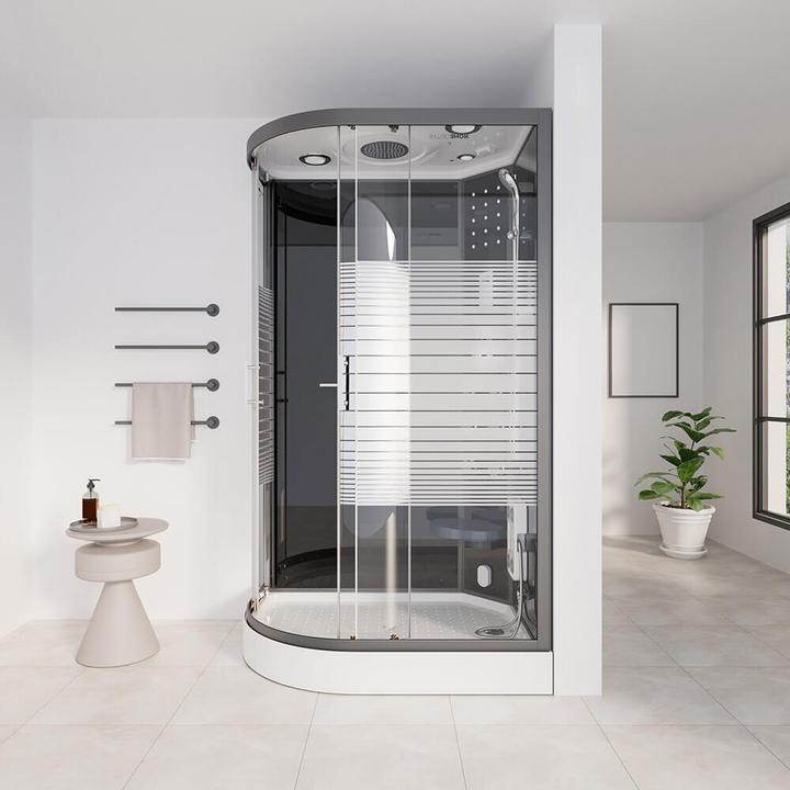 Produktbild Home Deluxe Dampfdusche mit Wasserfall Dampfsauna MANTA BLACK XL, 120x80x220cm - Links