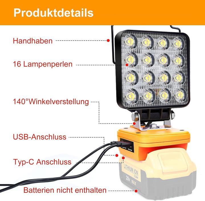 Image du produit ‎Edtran LED Arbeitsleuchte für Dewalt (6000 lm)