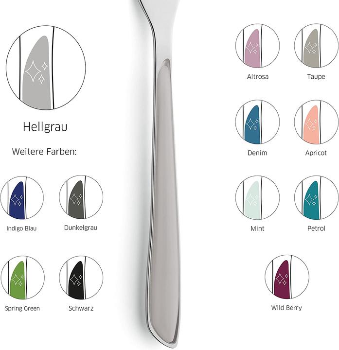 Immagine prodotto Kuppels Set di posate 24 pezzi grigio chiaro 2214 Prisma (24 Pezzo/i, Set di posate)