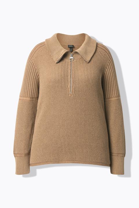 Produktbild Ulla Popken Pullover, Vintage-Look, Troyerkragen, Langarm (60)