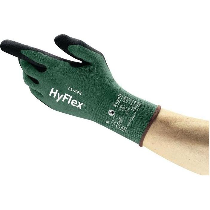 Ansell, Guanti di sicurezza, Guanto HyFlex 11-842 taglia 9 nero/verde EN ISO 21420,EN 388, EN407 categoria III (9)