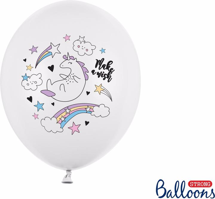 Actual product image Partydeco Balloon Unicorn Pastel White Ø 30 cm, 6 pieces (6x)