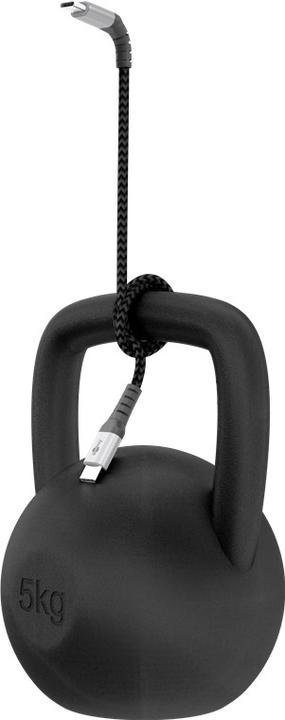 Productafbeelding Goobay USB-C™ naar USB-C™ textiel kabel met metalen stekkers (space grijs/zilver) 1 m, zwart-grijs (1 m, USB 2.0)