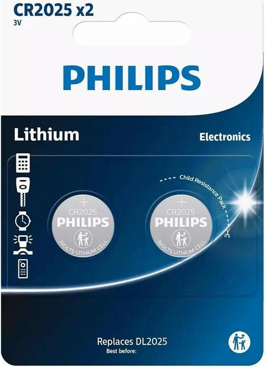 Produktbild Philips CR2025P2/01B - Lithium Batterien Knopfzelle - 2 Stück - 3 V (2 Stk., CR2025, 150 mAh)