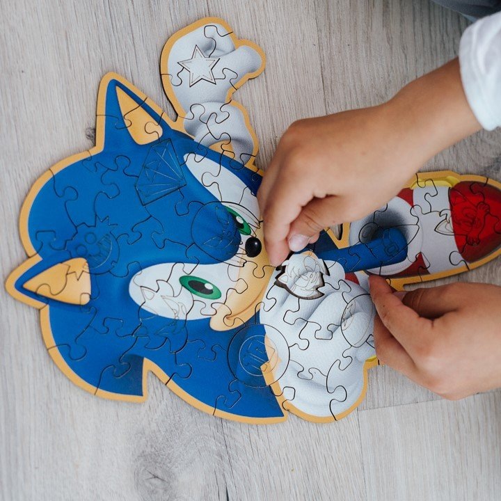 Productafbeelding Trefl Houten Puzzel Speciale Vorm 50 - Sonic (50 onderdelen)