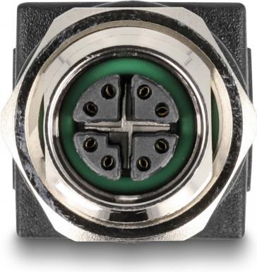 Actual product image Delock M12 adapter X-coded 8 pin socket to RJ45 socket straight (RJ45, RJ45 (1x))