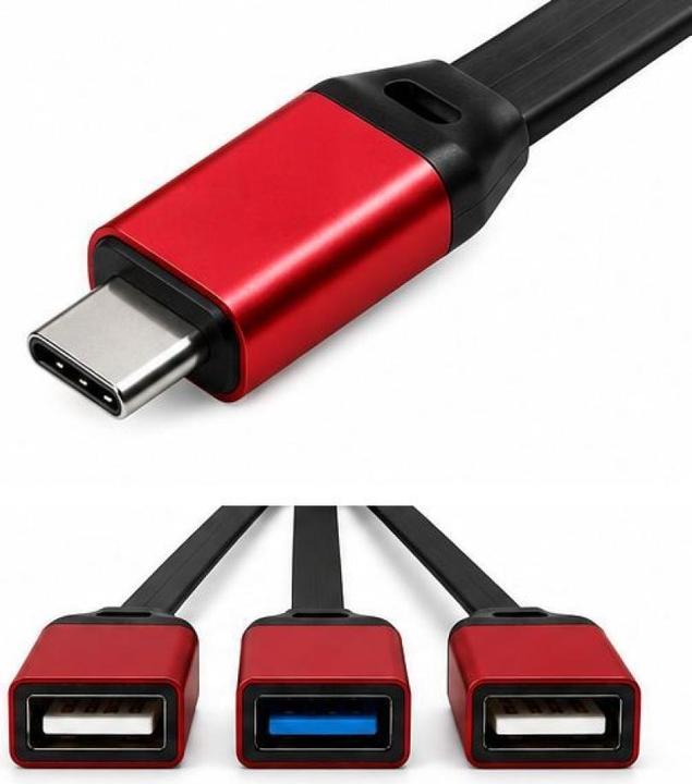 Produktbild PowerGuard USB-C OTG Hub 3-Port USB 3.0, USB-A Adapter für iPhone, iPad & PC (USB-C, 3 Ports)