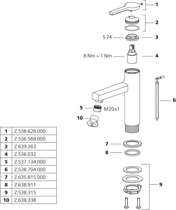 Image du produit KWC AVA 2.0 Mitigeur à levier, sortie fixe