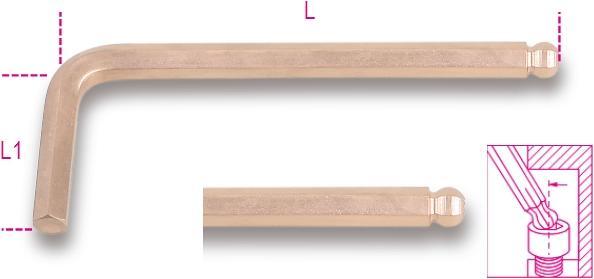 Produktbild BETA 000961802 Funkenfreier abgewinkelter Sechskantschlüssel 2,5 mm 63 mm
